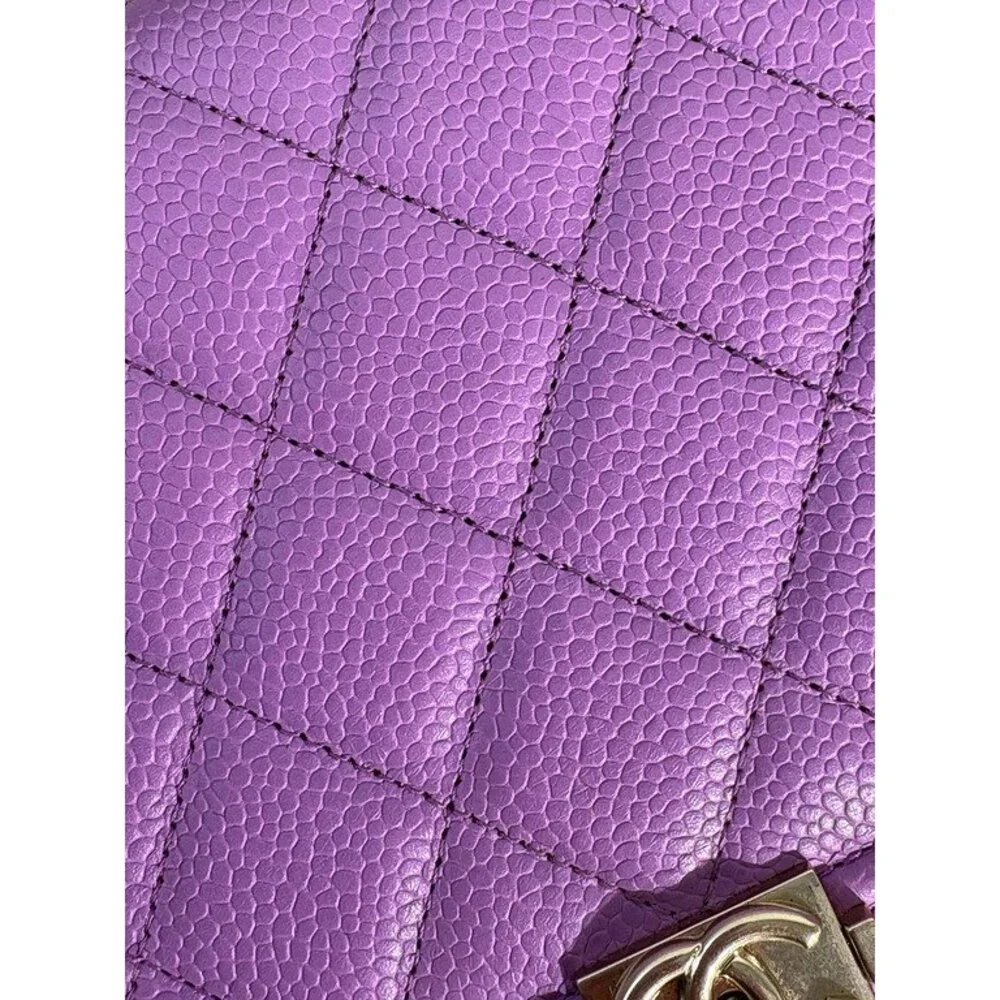 CHANEL Purple Caviar Boy WOC LGHW